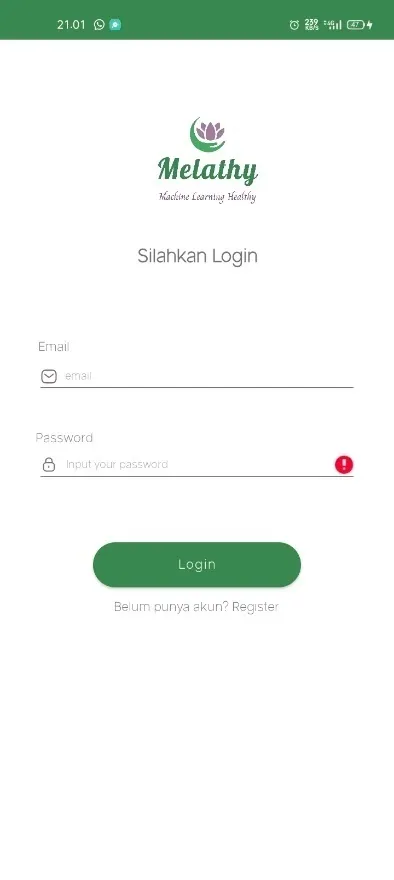 Prototype sign-in screen with empty email and password fields.